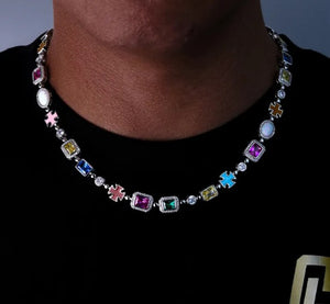 Gold-Plated Hip-Hop Gemstone Necklace in the selected color